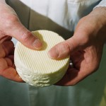 Gros plan fromage et doigts affinage